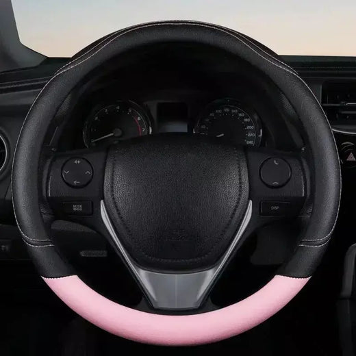 1pc novo couro do plutônio emenda couro antiderrapante usar quatro estações universal capa de volante preto rosa