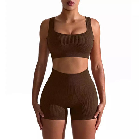 Terno de Yoga Esportivo de Secagem Rápida para Mulheres, Fitness Wear, Rosqueado, Shorts Apertados, Roupas de Treino Apertadas, Pêssego, Clássico
