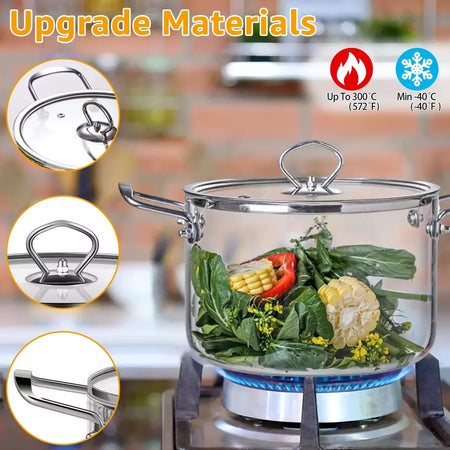 Panela de vidro 2,5l/3,5l com tampa para fogão panela transparente de alto borosilicato para cozinhar chá, sopa, ferramentas de cozinha