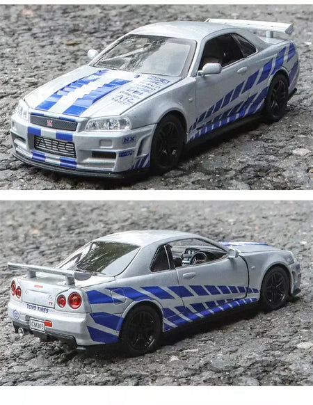 1:32 gtr r34 skyline simulação de liga rápida modelo de carro diecasts & veículos de brinquedo e carros furiosos decoração brinquedos para crianças menino