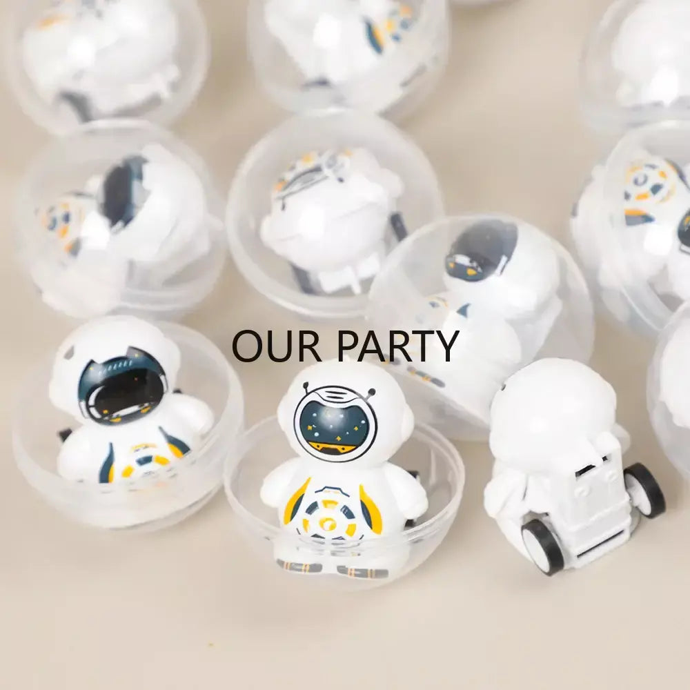 10 pçs espaço exterior tema astronauta puxar para trás carros cápsula ovo bola surpresa quebra-cabeça brinquedo para crianças festa de aniversário favores goodie saco