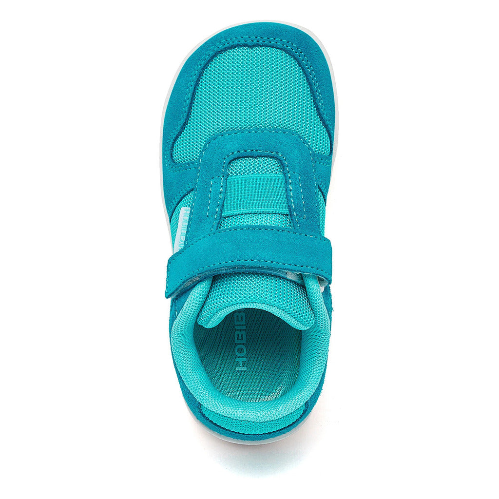Hobibear crianças dedo do pé largo sapatos descalços pouco/grande/criança gancho loop minimalista tênis malha de couro artificial sapatos leves
