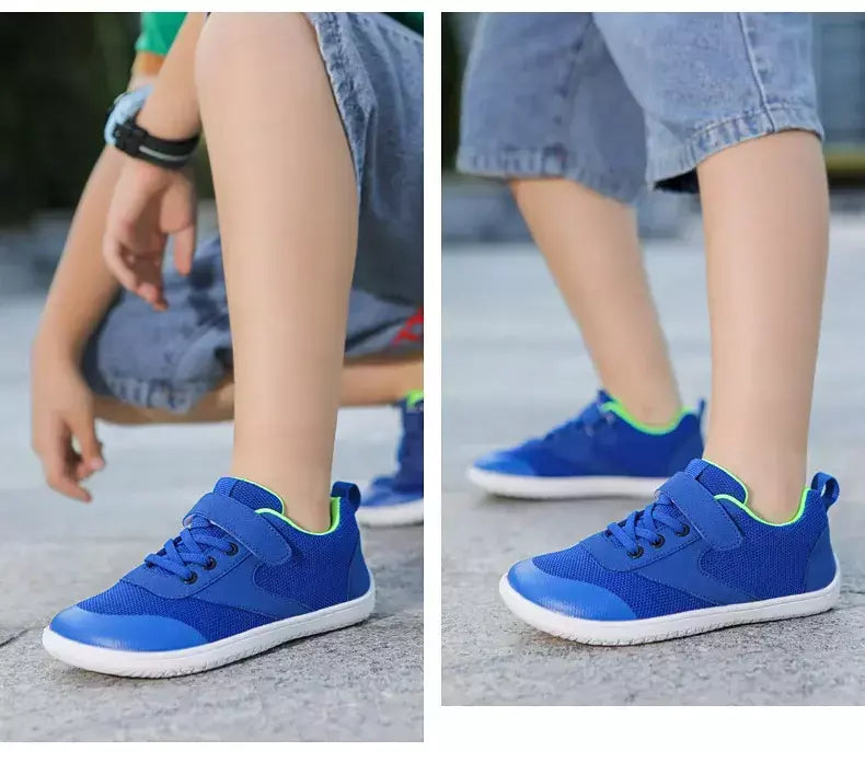 Novos meninos meninas tênis crianças largas sapatos descalços naturalmente spracam sapatos da criança pequena grande criança
