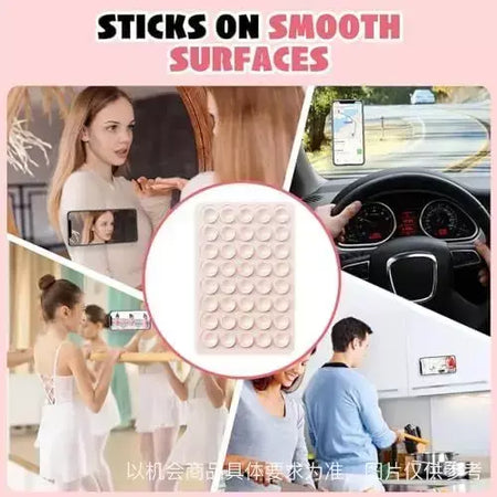 Capa de telefone com ventosa de silicone dupla face, suporte removível para selfies e vídeos mãos-livres, basta usar para vidro liso