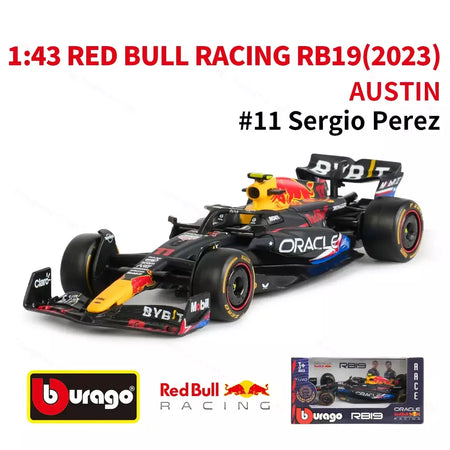 Bburago 1:43 Redbull 2023 RB19 Austin Miami Las Vegas GP # 1 # 11 F1 Racing Formula Car Simulação Estática Diecast Alloy Model Car