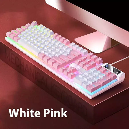 K500 teclado para jogos com fio sensação mecânica laptop desktops pc computador acessórios de escritório 104 teclas teclados com luz de fundo rgb