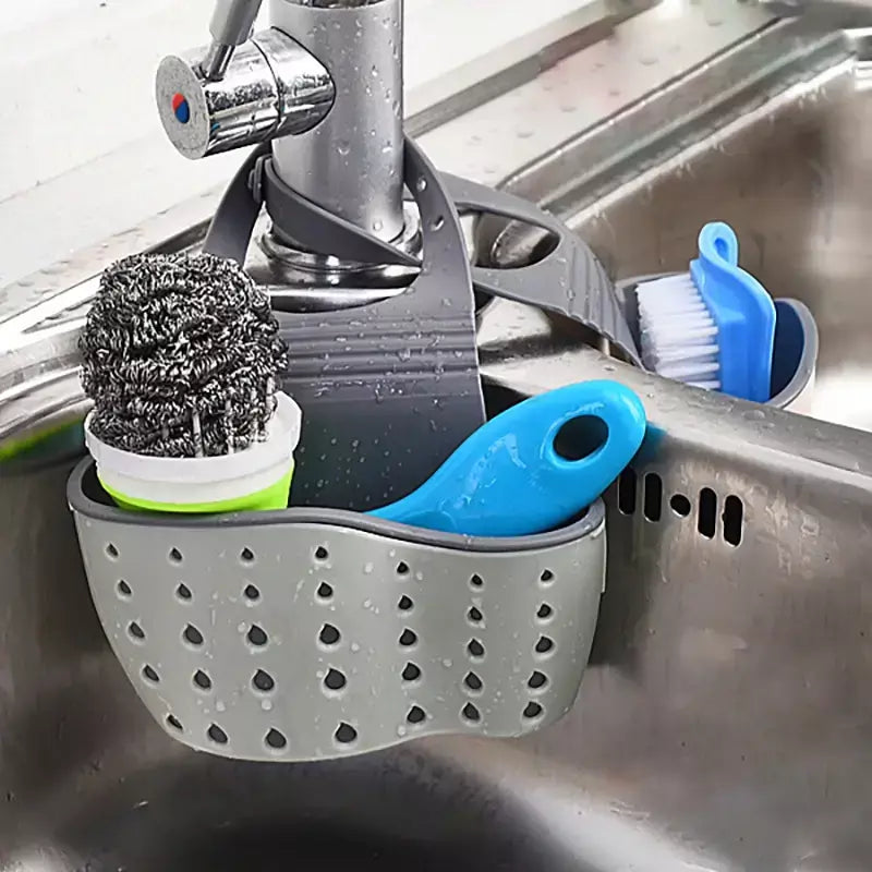 Casa cesta de drenagem de armazenamento titular pia da cozinha ajustável sabão esponja shlf pendurado drenagem cesta saco acessórios cozinha