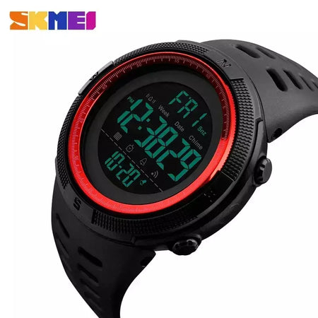Skmei 1251 relógio digital à prova d'água para homens, relógio de pulso eletrônico esportivo com contagem regressiva, relógio militar led 1560 reloj hombre