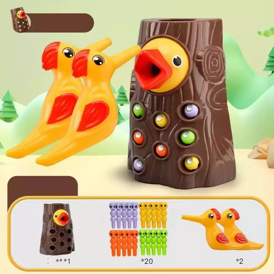 Montessori Brinquedos Educativos para Crianças, Pica-pau, Catch Worms Toy, Criança, Crianças, Jogos Magnéticos para Babi, Desenvolvimento Busy Board