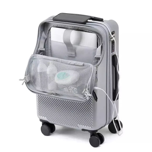 Bagagem de Trolley de Abertura Frontal com Senha, Mala de Viagem, Carry on Bagag