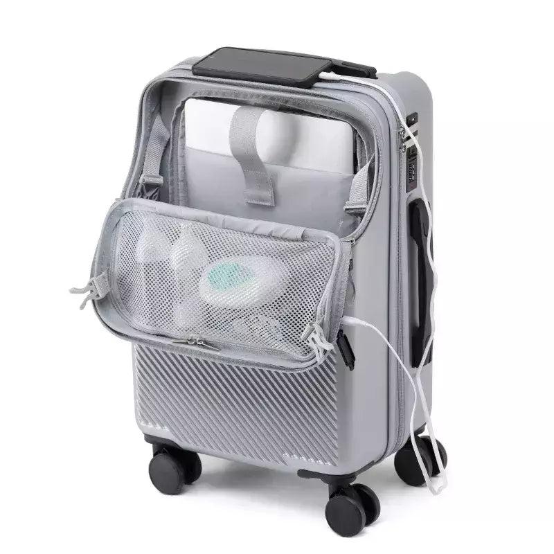 Bagagem de Trolley de Abertura Frontal com Senha, Mala de Viagem, Carry on Bagag