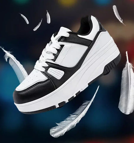 Sapatos de rolo de quatro rodas meninos meninas sapatos de caminhada casuais esportes ao ar livre slide e psiquiatra estudantes da escola polias sapatos tênis