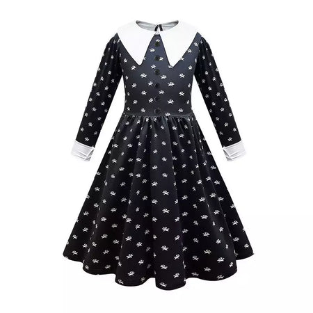 Crianças addams traje do bebê meninas família cosplay traje de halloween crianças família dança vestido preto quarta-feira pageant fantasia