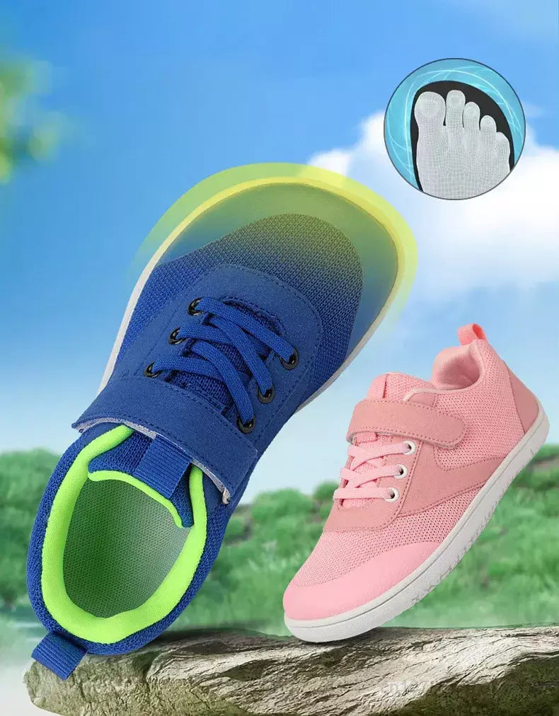 Novos meninos meninas tênis crianças largas sapatos descalços naturalmente spracam sapatos da criança pequena grande criança