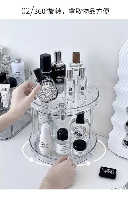 360 ° Rack giratório para cosméticos, prateleira para banheiro, grande capacidade, perfume, aromaterapia, cuidados com a pele, organizador de armazenamento de produtos
