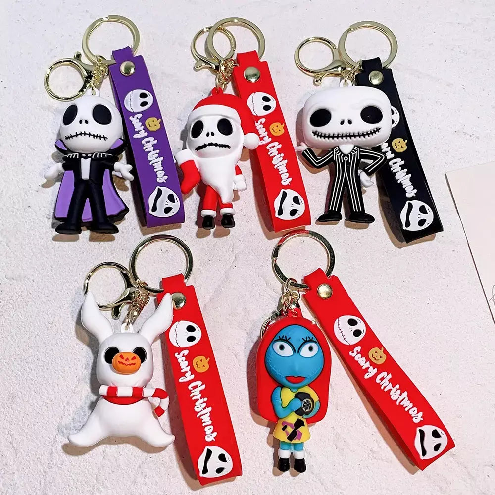 Figura clássica dos desenhos animados jack skellington chaveiro disney o pesadelo antes do natal boneca chaveiros mochila acessórios
