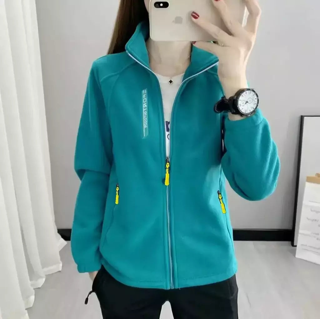 Casacos de lã tamanho grande para mulheres, cardigã quente, roupas esportivas casuais ao ar livre, caminhadas, jogging, ioga, jaquetas femininas, inverno, primavera