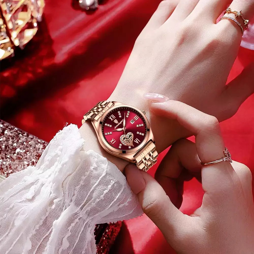 Relógio De Aço Inoxidável Poedagar para Mulheres, Relógios De Ouro Rosa, Relógio De Pulso De Quartzo Impermeável, Presente De Namorada Romântica, Moda