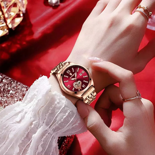 Relógio De Aço Inoxidável Poedagar para Mulheres, Relógios De Ouro Rosa, Relógio De Pulso De Quartzo Impermeável, Presente De Namorada Romântica, Moda