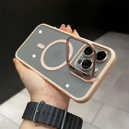 Magsafe suporte de proteção de lente magnética capa de telefone para iphone 17 12 13 14 15 16 pro max câmera vidro transparente anel de metal capa