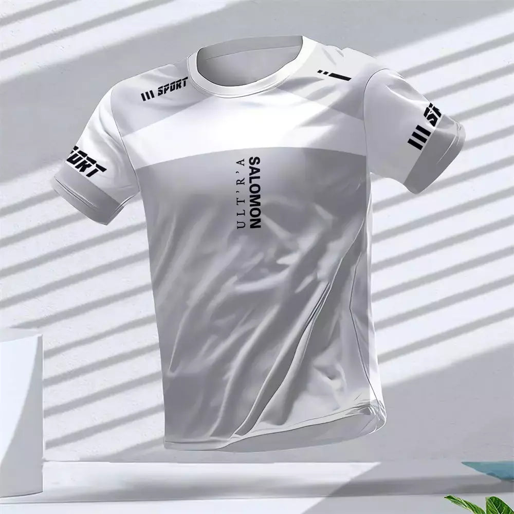 New Hot-Selling Outdoor Running Sports Respirável Quick-Secagem Roupas de Fitness Casual Wear Impressão 3D Em Torno Do Pescoço Adulto T-Shirt