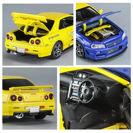 1:32 gtr r34 skyline simulação de liga rápida modelo de carro diecasts & veículos de brinquedo e carros furiosos decoração brinquedos para crianças menino