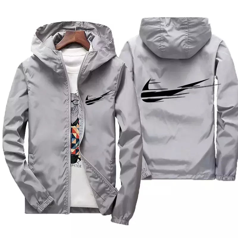 Jaqueta impermeável com capuz masculino, blusão, outwear masculino, streetwear casual, roupas da moda, primavera, outono, 2024