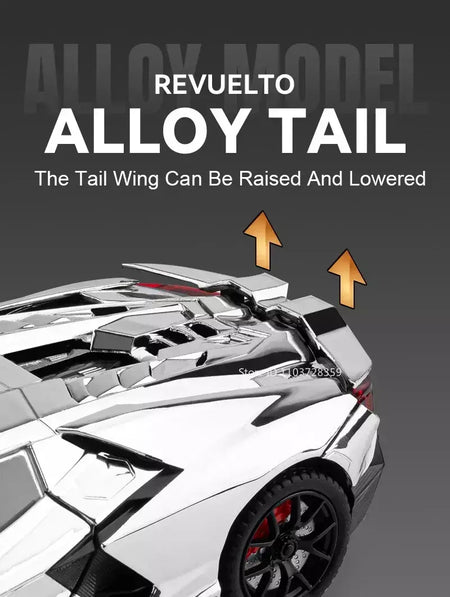 1:24 escala revuelto modelo em miniatura brinquedo carros esportivos liga diecast supercars som luz portas abertas puxar para trás para crianças presentes