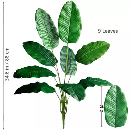 Palmeira tropical artificial 60-90-120cm(47,2 pol.) folhas de planta de banana falsa toque real planta de plástico strelitzia para jardim doméstico