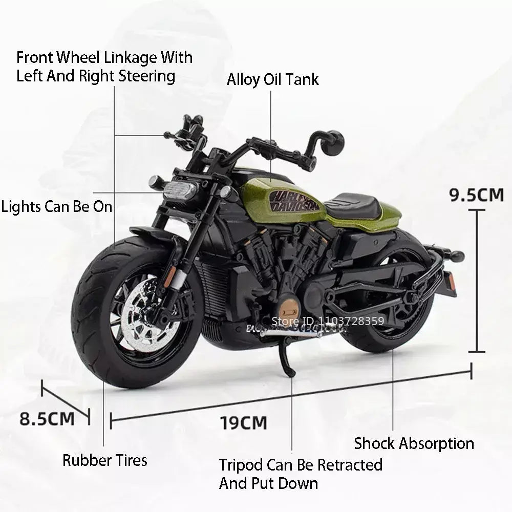 1:12 sportster modelo de brinquedo motocicletas liga diecast nijia ZX-6R motos som luz absorção choque pneus borracha crianças presente