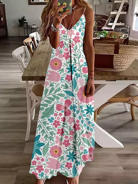 Vestido de cabeçada com estampa floral elegante feminino, casual roupas de praia, plus size, férias, Havaí, novo, 2024