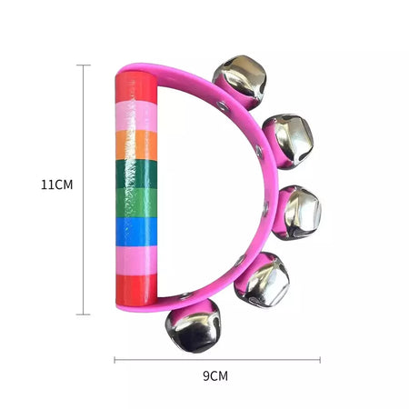 Sleigh Bells de Natal para crianças Jingle Bells, instrumento de sino musical cabo de madeira, presente para meninos e meninas, 1pc