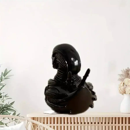 Estátua de resina de pato alienígena, decoração de pato alienígena malvado, painel de carro de resina e decoração de mesa, ideias divertidas para presentes