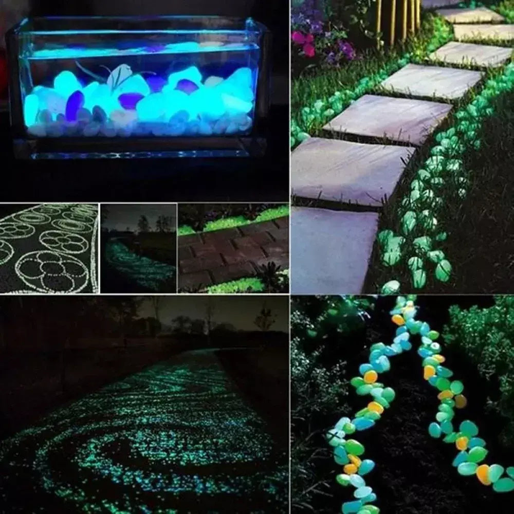 Brilha no escuro jardim seixos pedras brilham rochas decoração do tanque de peixes playground das crianças família jardim gramado pedras luminosas