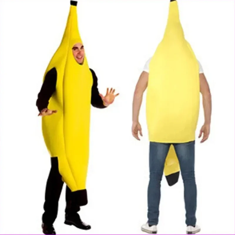 Criança/adulto unissex divertido conjunto de banana amarelo traje luz halloween fruta fantasia festa feriado dança vestido traje