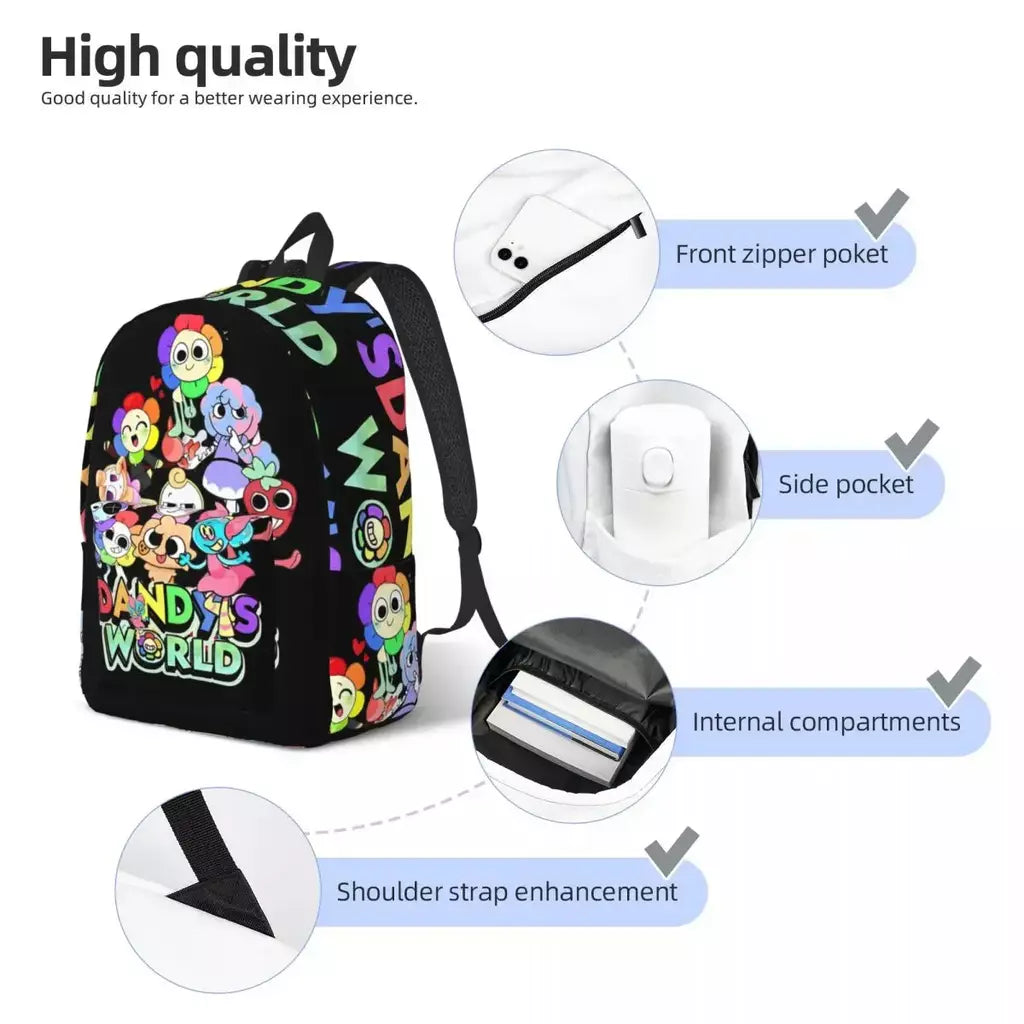 Mochila fofa Dandys World para homens e mulheres, legal, estudante, trabalho, mochila, jogo, laptop, bolsa de ombro ao ar livre