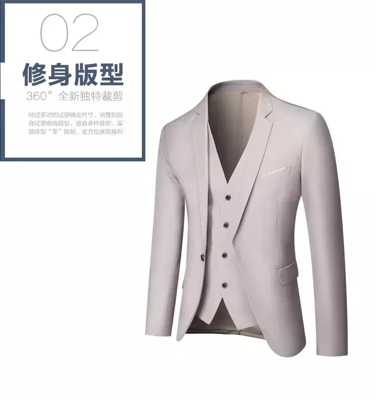 Ternos formais masculinos completos, conjuntos elegantes de blazers, roupas de casamento, calças, jaquetas, fantasias de luxo, negócios de casamento, 2 peças