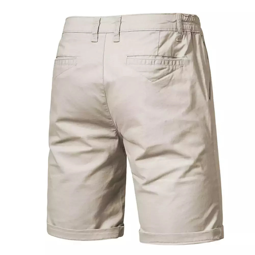 Calça curta de cintura elástica masculina, 100% algodão, monocromática, casual, de negócios, social, alta qualidade, nova, verão 2022