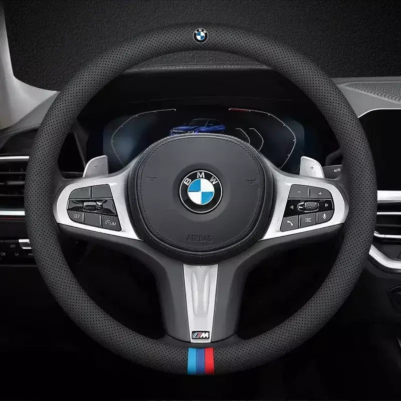 Para bmw m capa de volante do carro g20 f11 e87 f30 f10 x3 g01 x5 f40 f16 m3 x1 x7 1 3 5 7 série couro antiderrapante acessórios