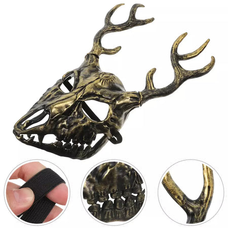 Máscara de antler halloween cosplay máscara animal máscara realista com chifres para festa de máscaras confortável veado traje máscara prop