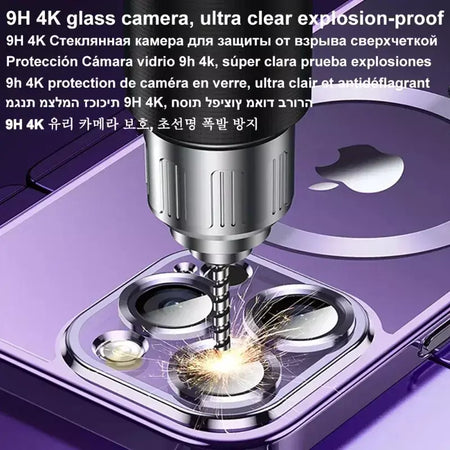Capa revestida magnética para iphone 17 air 15 16 14 13 12 11 pro max protetor de lente de câmera de vidro para magsafe capa de carregador sem fio