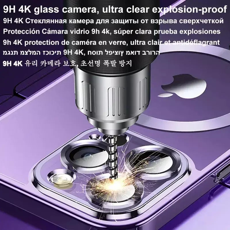 Capa revestida magnética para iphone 17 air 15 16 14 13 12 11 pro max protetor de lente de câmera de vidro para magsafe capa de carregador sem fio