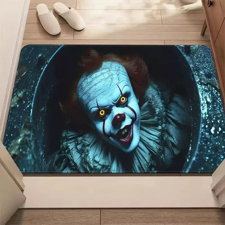 Tapete de porta de halloween assustador pennywise palhaço porta sala de estar, quarto, cozinha, entrada antiderrapante tapete corredor