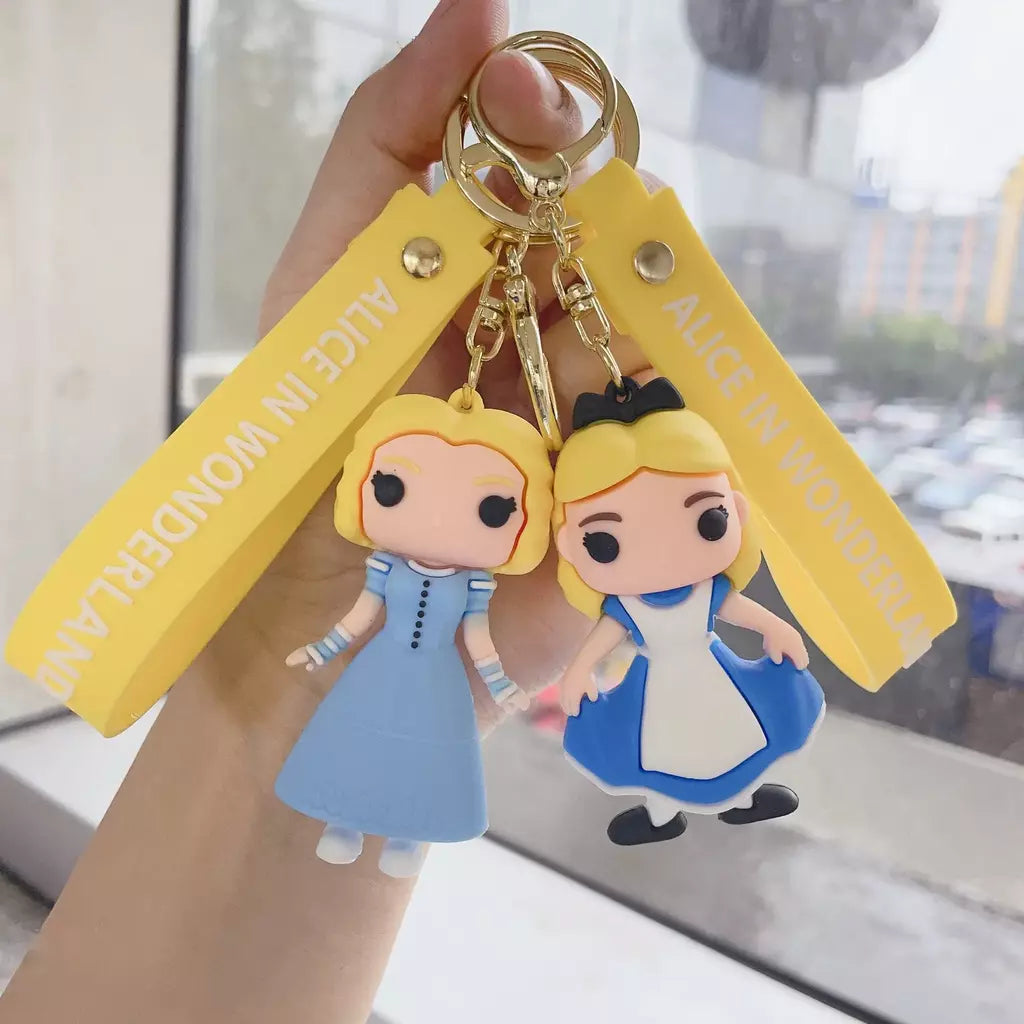 Alice no país das maravilhas dos desenhos animados kawaii alice chapeleiro louco rainha vermelha figura chaveiro do carro masculino e feminino saco pingente ornamento brinquedo presente