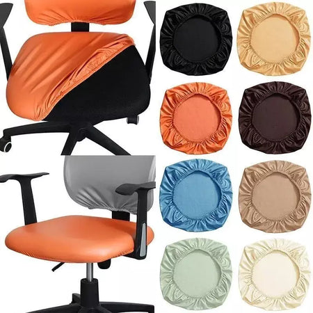 Capa de assento de cadeira de couro pu elástica 38-52cm para casa escritório hotel cadeira capa de assento protetor de assento de jantar slipcover
