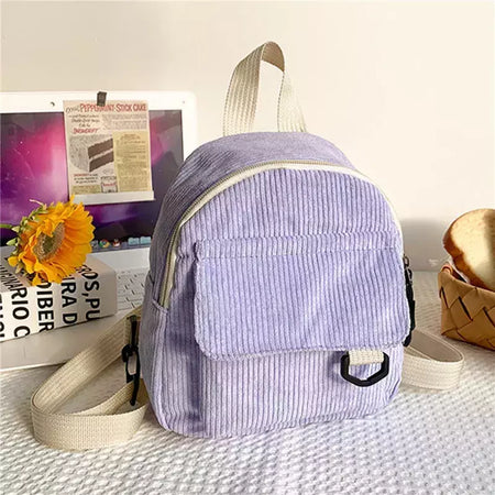 Mini mochila feminina, mochila escolar de veludo simples pequena, grande capacidade, mochila feminina durável, monocromática, casual, viajando, moda