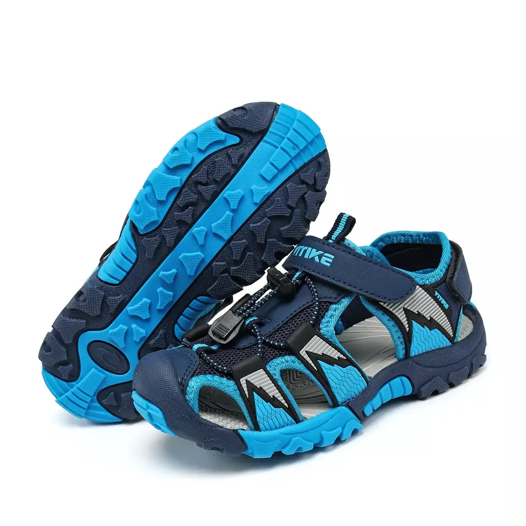 Sandálias esportivas para meninos e meninas, sandálias de verão para crianças, bico fechado, sapatos atléticos de água, sandálias para piscina e praia