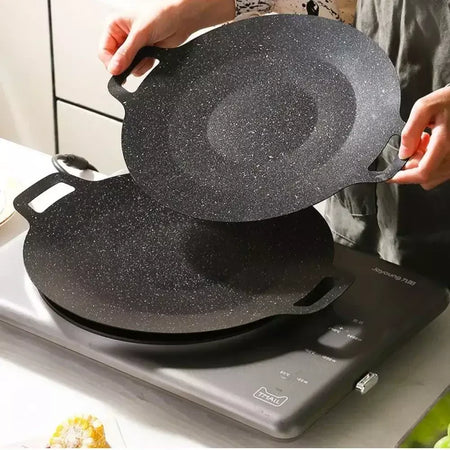 2025 churrasqueira pan antiaderente sem fumaça redonda ferro fundido portátil ao ar livre cozinhar chapa para acampamento piquenique churrasco fritar