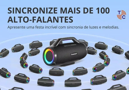 [do Brasil] caixa de som bluetooth Tronsmart Bang Max Alto-falante 130W com 3 Way Sistema de Som, 30h playtime, Sync Up 100 + alto-falantes, Controle APP