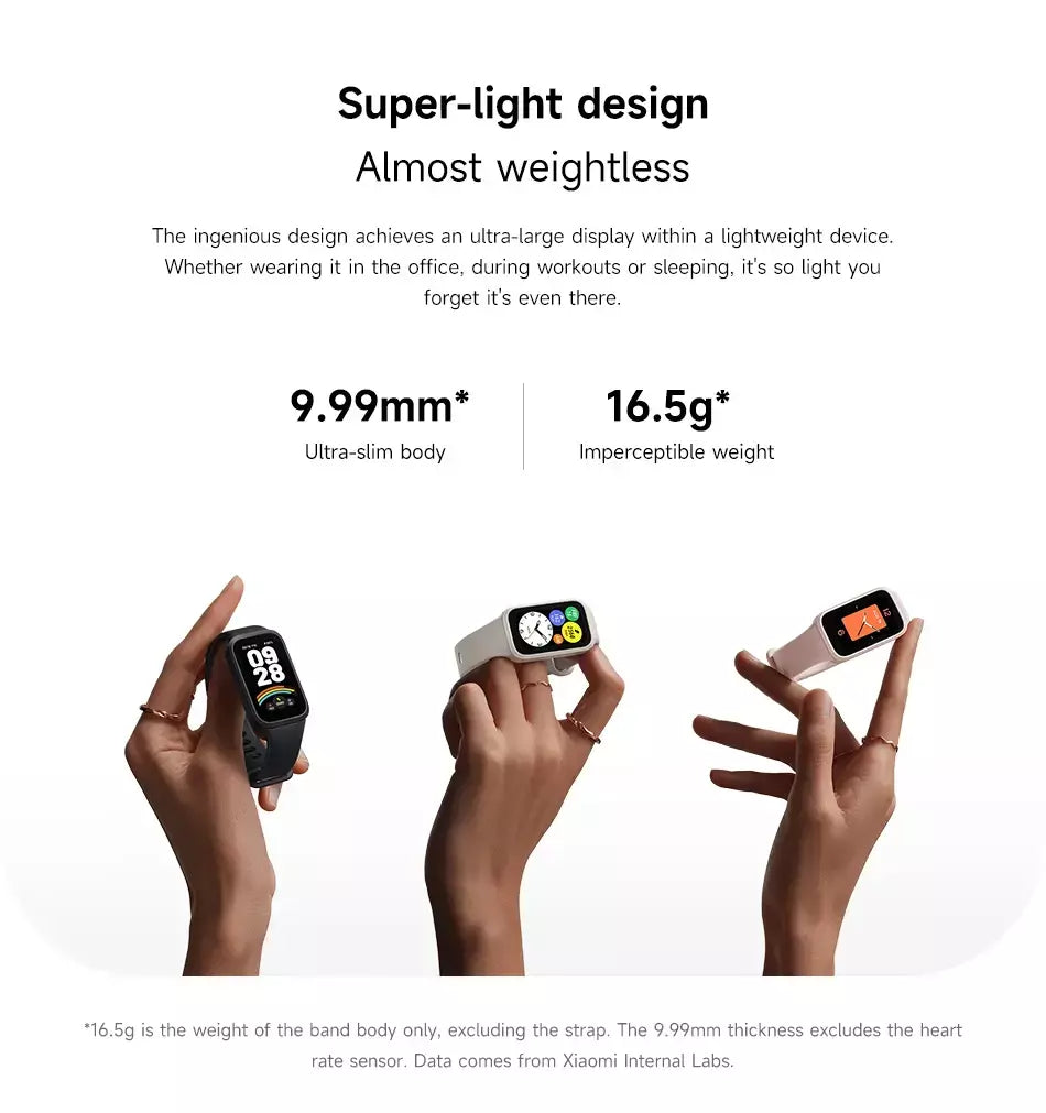 Versão global xiaomi mi band 9 ativo 8 dias de vida útil da bateria pulseira 1.47 ''tela 60hz 50 modos esportivos mi fitness banda inteligente